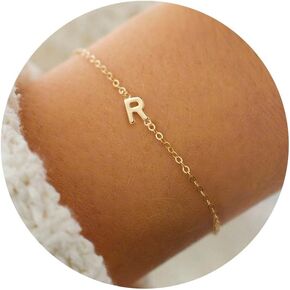 Turandoss Gold Initial Bracelets for Women Girls Gifts - 16K Gold Plated Letter Initial Bracelet Dainty Gold Bracelets for Women Initial Bracelets for Women Teen Girl Gifts Trendy Jewelry