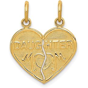 Solid 14k Yellow Gold Break apart Mom & Daughter Charm Pendant (23mm x 18mm)