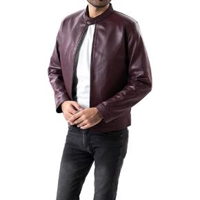 Jild Classical Single Piece Lambskin Leather Jacket Men - Everyday Wear Snap Tab Collar Men’s Motorcycle Leather Jacket