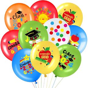 Funrous 72 Pieces Kindergarten Graduation Balloons Class of 2024 Graduation Party Balloons Preschool Kids Congrats Grad Graduation Latex Balloons for Pre School Elementary Graduation Party Supplies