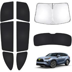 T TGBROS Privacy Sunshade Custom Fit for 2020-2023 2024 Toyota Highlander Accessories Windshield Rear Side Window Full Set Car Sun Shades Blocks UV Rays Keeps Your Vehicle Cool Foldable 8PCS