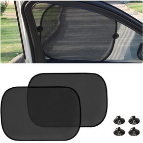2 PCS Car Window Shade, 14"×17" Foldable Auto Side Window Sunshade Protector, Vehicle Mesh Sunlight Shield Blocks Sun, Heat and Harmful UV Rays, Universal Car Accessories