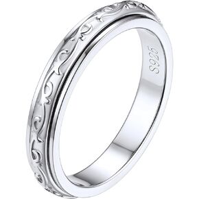 Silvora 925 Sterling Silver Ring 3.5mm Retro Evil Eye/Celtic Knot Rings Vintage Finger Thumb Ring for Women Size 5-12(with Gift Box)