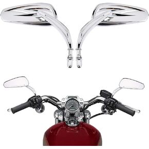 KEMIMOTO Street Glide Mirrors Motorcycle Rear View Mirrors Long Stem Compatible with Dyna Softail Sportster Road King Electra Glide Road Glide Sport Glide 1982-2024 Teardrop Chrome
