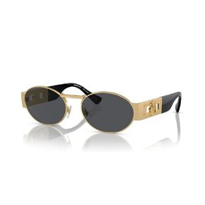Versace Unisex Sunglasses Matte Gold Frame, Dark Grey Lenses, 56MM