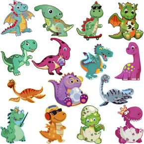 45 Pcs Paper Dinosaur Cutout Decoration Set,Creative Bulletin Board Cut-Out with Glue Point Dots for Classroom Party Supplies Decorations,Cute Animals Cardstock for Gift Child(15 Styles,15x15cm)