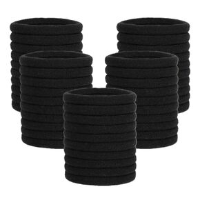 Pimoys 100 Pcs Elastic Hair Ties, Thick Seamless Hair Bands No Damage Soft Ponytail Holders Hair Accessories for Girls Women, Black
