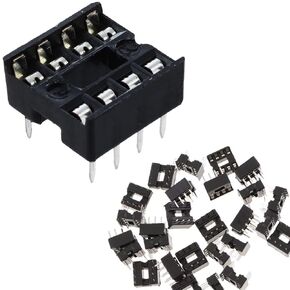 DAOKAI 50PCS 8Pin IC chip Socket Adaptor 2.54mm Pitch Type Socket Dual Row Flat Pins Soldering Integrated Circuit IC Sockets Connector