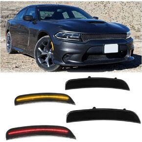 HECASA LED Side Marker Light Compatible with 2015-2022 Dodge Charger Side Marker Lamps Reflectors Front Rear Smoke Lens White Lights Replacement for 68214404AA 68214405AA 68214127AA 68214126AA 4Pcs