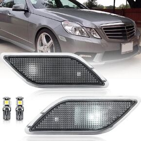 NJSBYL Clear Lens Side Marker Light Kits for 2010-2013 Mercedes Benz W212 E-Class Pre-LCI E350 E550 E63 AMG Sedan/Wagon Amber LED Front Bumper Turn Signal Sidemarker Lamps Replacements