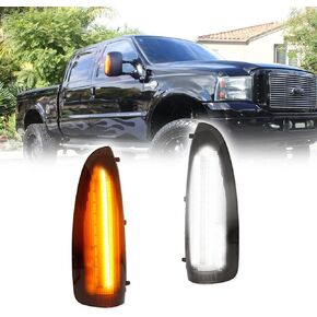 GTINTHEBOX for 2003 2004 2005 2006 2007 Ford F250 F350 F450 F550 F650 Super Duty and 2000-2005 Ford Excursion Smoked Lens LED Side Mirror Marker Turn Signal Light