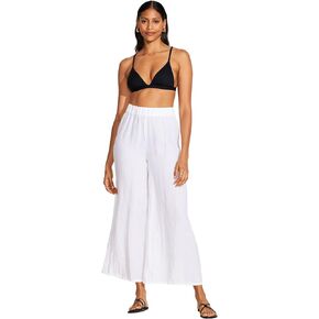 Vitamin A Women's Tallows Linen Wide Leg Pant Swimsuit Cover Up