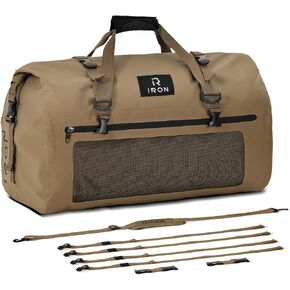 IRON JIA'S Motorcycle Dry Bag - Waterproof Duffle & Luggage Tail Bag Saddle Bags with Roll Top Closure, Shoulder Straps, Inner Pocket and Mesh Pocket (Grey, 30L)