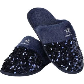 FOCO Women's NFL Team Logo Ladies Sequin Fashion Slippers