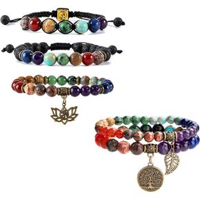 Bivei 7 Chakra Bead Bracelets for Women Yoga Meditation Energy Anxiety Healing Crystals Bracelets