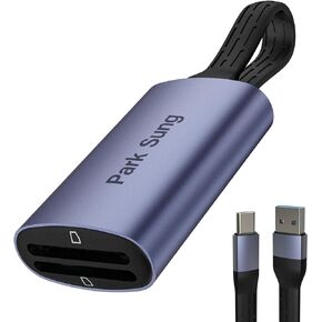SD 4.0 Card Reader 2-in-1 Memory Card Reader, Dual Slot Adapter with USB-A and USB-C Connectors for SDXC SDHC SD MMC UHS-II and UHS-I Cards, for iPhone 15 Pro/Pro Max Cameras Laptop Tablet Smartphone