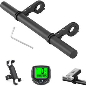 Bike Handlebar Extender,Bike Handlebar Extender with Double Mounting Clamp Bracket,For Bike Mounts,Extender Bars, Headlights,Light Lamp,Bicycle Accessories