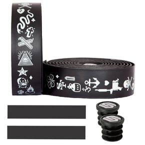 FOXIMENG Bike Handlebar Tape Road Bike Fluorescent Skull Suitable for Superb Riding Shock Absorbing Anti-Shock Handlebar Strap 2 Rolls (Black)