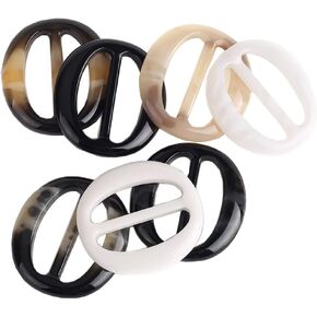 6 Pcs 5CM Fashion Resin T Shirt Clips Simple Tee Shirt Rings Clasps Elegant Scarf Buckles Slides Waistband Neckerchief Clasps for Women Girls