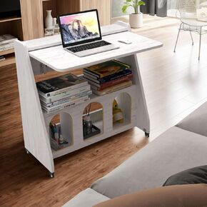 Pmnianhua Mobile Laptop Desk on Wheels,Portable Laptop Table,Rolling Writing Workstation with 4 Wheels and Storage for Home Office