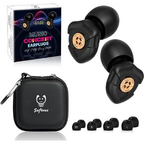softvox Concert Ear Plugs, High Fidelity Hearing Protection for Safe Noise Reduction, Festivals, Raves, Musicians, Sports Events, Live Entertainment– 8 Ear Tips in XS, S, M, L – 21dB Noise Cancelling