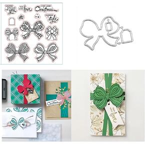 Bow Stamps and Dies Set for Card Making,Clear Stamps and Metal Cutting Dies Sets for Scrapbooking DIY Album Card Making Supplies in Kuwait