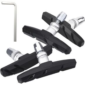 Bike Brake Pads Set, Qidoe 4PCS Road Mountain Bicycle V-Brake Blocks Shoes with Hex Nut and Shims, Universal Bicycle Brakes Pads for Front and Back Wheel, No Noise No Skid-70mm
