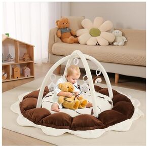 ibabejoy Baby Play Mat, Thick Plush Play Gym for Tummy Time, Stage-Based Develppment Activity Play Gym for Newborn to Toddler, Ball Pit Mat for Infant(Balls are not Included)