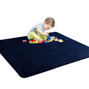 Thick Memory Foam 50x50 Play Mat for Playpen, Super Soft Velvet Portable Baby Playpen Mat for Kids Toddler Crawling and Play, Non-Slip Bottom Playmat