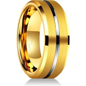 6mm/8mm Tungsten Carbide Wedding Band for Men Women Two Tone/Grooved Center Design Rings Comfort Fit Size 5-14.5