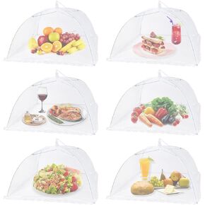 7 Pack Food Tents Food Covers for Outdoors Mesh Screen Include 1 Extra Large (40"X 24") & 6 Standard (17"X 17") Collapsible and Reusable Mesh Food Covers for Outside, BBQ Party Supplies, Fruit