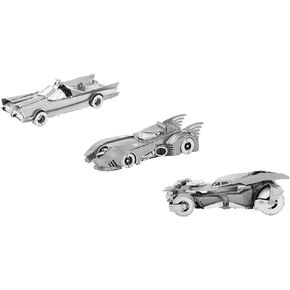 Fascinations Metal Earth 3D Model Kits Classic Batmobile, 1989 Batmobile, and Batman v Superman Batmobile - 3 Pack Bundle