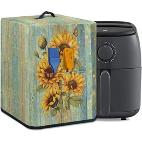 Air Fryer Dust Cover for Kitchen Appliance and Extra Accessories, Stain Resistant Washable Dust Covers with Storage Pockets Kitchen Decor, Blue Butterfly Flower