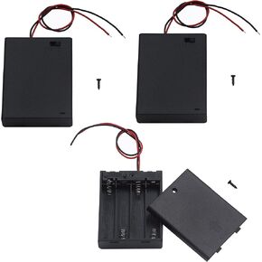 LAMPVPATH (Pack of 3) 4 AA Battery Holder with Switch, 6V Battery Holder with Switch, 4X 1.5V AA Battery Holder with Leads and Switch