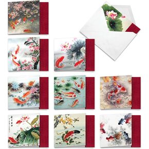 The Best Card Company - 10 All Occasion Blank Cards (4 x 5.12 Inch) - Nautical, Ocean, Sea Life Assortment of Notecards - Multi Porpoises M6643OCB in Saudi Arabia