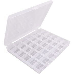 Fbshicung Bobbin Case, 36 Slots Empty Spools Box, Organizer Plastic case for Sewing Machine (2 Pack)
