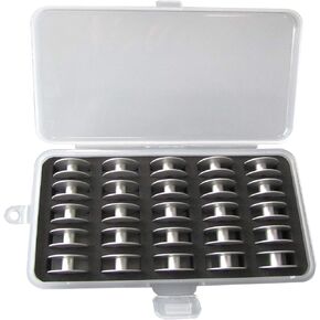 CKPSMS Brand - #18034A Aluminum "M" Larger BOBBINS with Box Compatible with/Replacement for Brother Brand JUKI Brand PFAFF Brand CONSEW Brand YAMATA Brand (25PCS with Box)