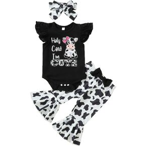 Newborn Baby Girl Outfits, Ruffle Short Sleeve Ribbed Romper Pants Set Summer Baby Girl Clothes Set
