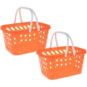 NUOBESTY 2pcs Mini Toy Shopping Basket Kids Grocery Basket with Handles Easter Eggs Baskets for Kids Toddlers Party Favors Kitchen Pretend Play Small Storage Basket Toy