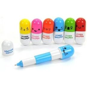 24pcs Vitamin pill Ballpoint Pen, Novelty Retractable Gift Ball pen with Smiling Face Cute Cartoon Emotion