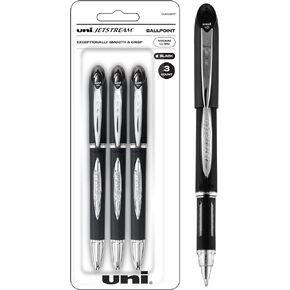 Uniball Jetstream Stick Pen 3 Pack, 1.0mm Medium Black Pens, Wirecutter Best Pen, Ballpoint Pens, Ballpoint Ink Pens | Office Supplies, Ballpoint Pen, Colored Pens, Fine Point, Smooth Writing Pens