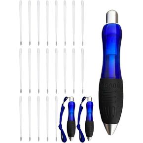 24-Pack Big Fat Pens Aids Writing For Tremor, Arthritis, Parkinson, Handicap, Carpal Tunnel Large Wide Grip Pens Blue (3 Pens + 12Black Refills + 9 Blue Refills)
