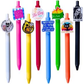 8 PC Funny Pens with Sayings | Cute Sarcastic Snarky Demotivational Offensive Swear Word Motivational Meme Pen for Teachers Nurse Nurses Women Adults Office Work Coworker Stationary Gifts Set