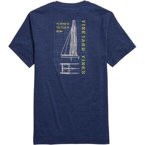 vineyard vines Men's Catamaran Blueprint Short-Sleeve Harbor Performance Tee