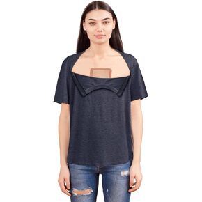 Unisex Chemo Port Access Tshirt with Dual Zippers Men Tear Away Recovery Side Open Shirt Women Chemotherapy Port Clothing