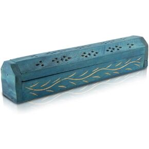 Wooden Incense Stick & Cone Burner Holder Coffin with Storage Compartment Organic Eco Friendly Ash Catcher Agarbatti Holder Rustic Style for Meditation Yoga Aromatherapy Home Fragrance Products