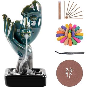 Waterfall Incense Burner, Backflow Incense Burner with 20 Backflow Incense Cones + 30 Incense Stick, Aromatherapy Ornament, Home Decor