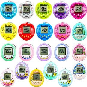 21 pcs Mini Virtual Electronic Digital Pets Keychain Small Interactive Handheld Game Toy Keychain Electronic Pet Key Chain for Kids Video Game Party Favors
