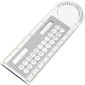 Silver 3 in 1 Calculators Mini Pocket Basic Calculator with Magnifier Solar Transparent Ruler Calculator Digital Desktop Calculator for Kids Student School Supplies Basic