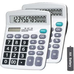 Calculators, BESTWYA 12-Digit Dual Power Handheld Desktop Calculator with Large LCD Display Big Sensitive Button … (5 Silver,New)